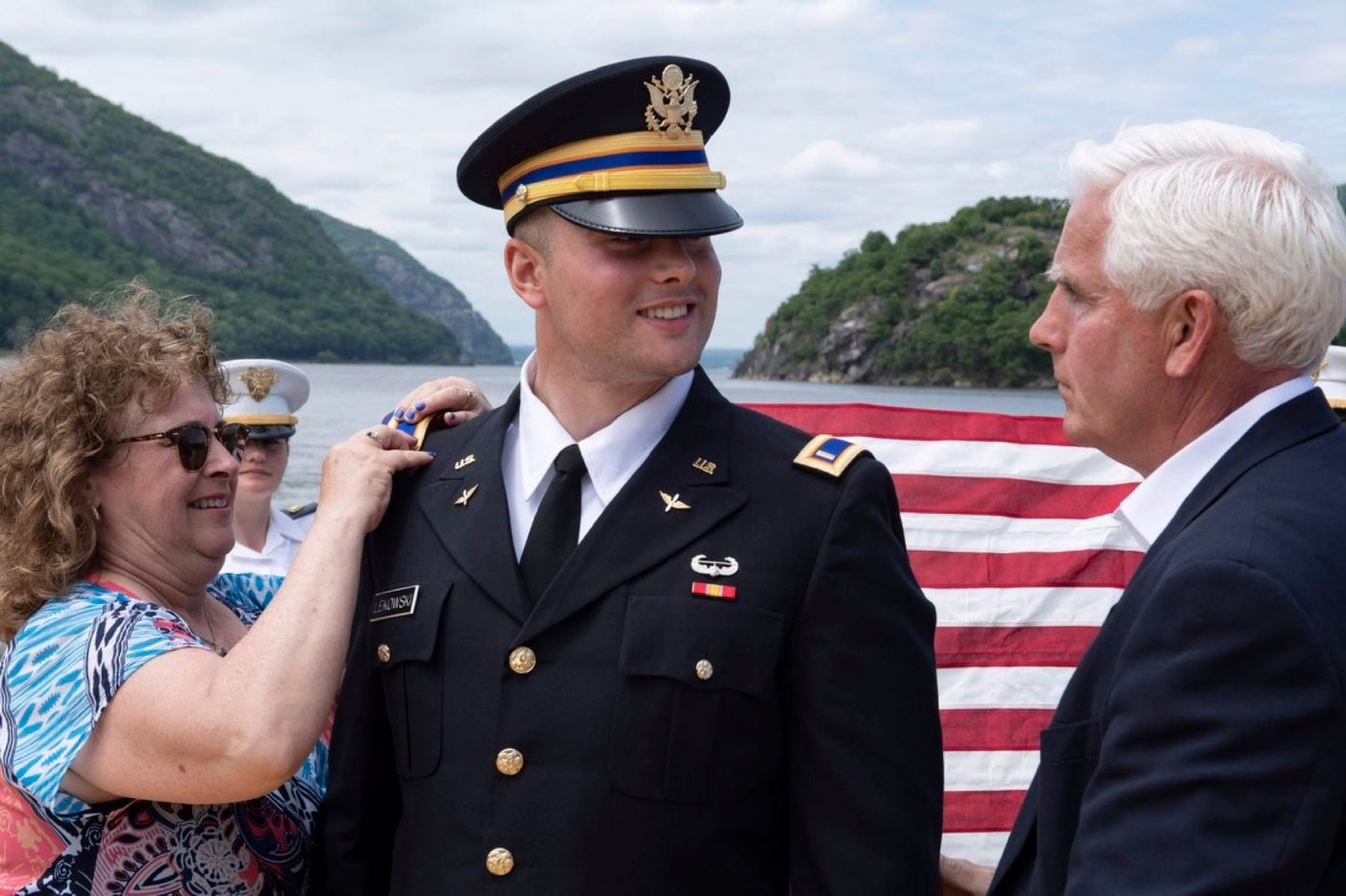 Karen celebrating a military milestone with Andrew
